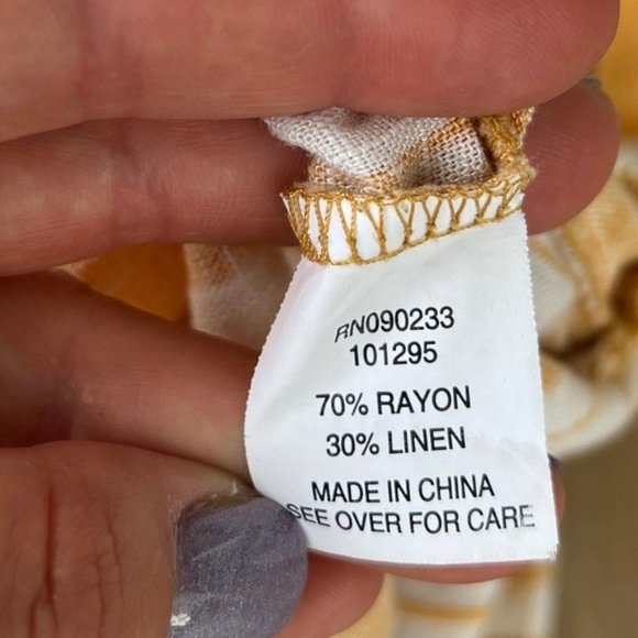 PacSun Kendall & Kylie Yellow Striped Linen Blend Jumpsuit Size Large Wide Leg - Picture 9 of 13